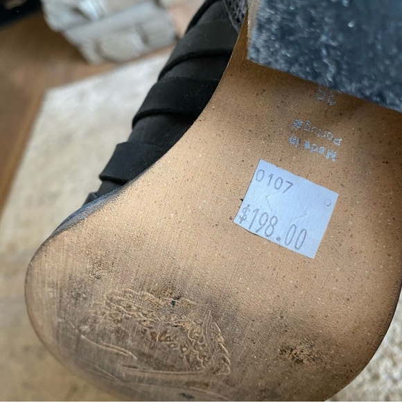 Free People Hybrid Strappy Nubuck Leather Ankle Booties Boots Heeled Black: 36 - Picture 7 of 13